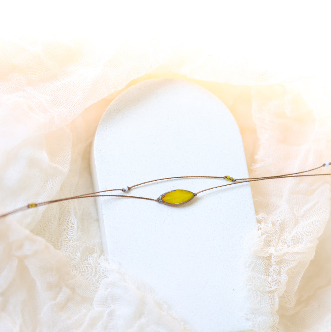 ALDER Mustard Petal Pendant Layered Choker Necklace