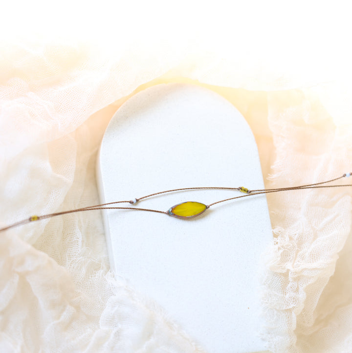 ALDER Mustard Petal Pendant Layered Choker Necklace