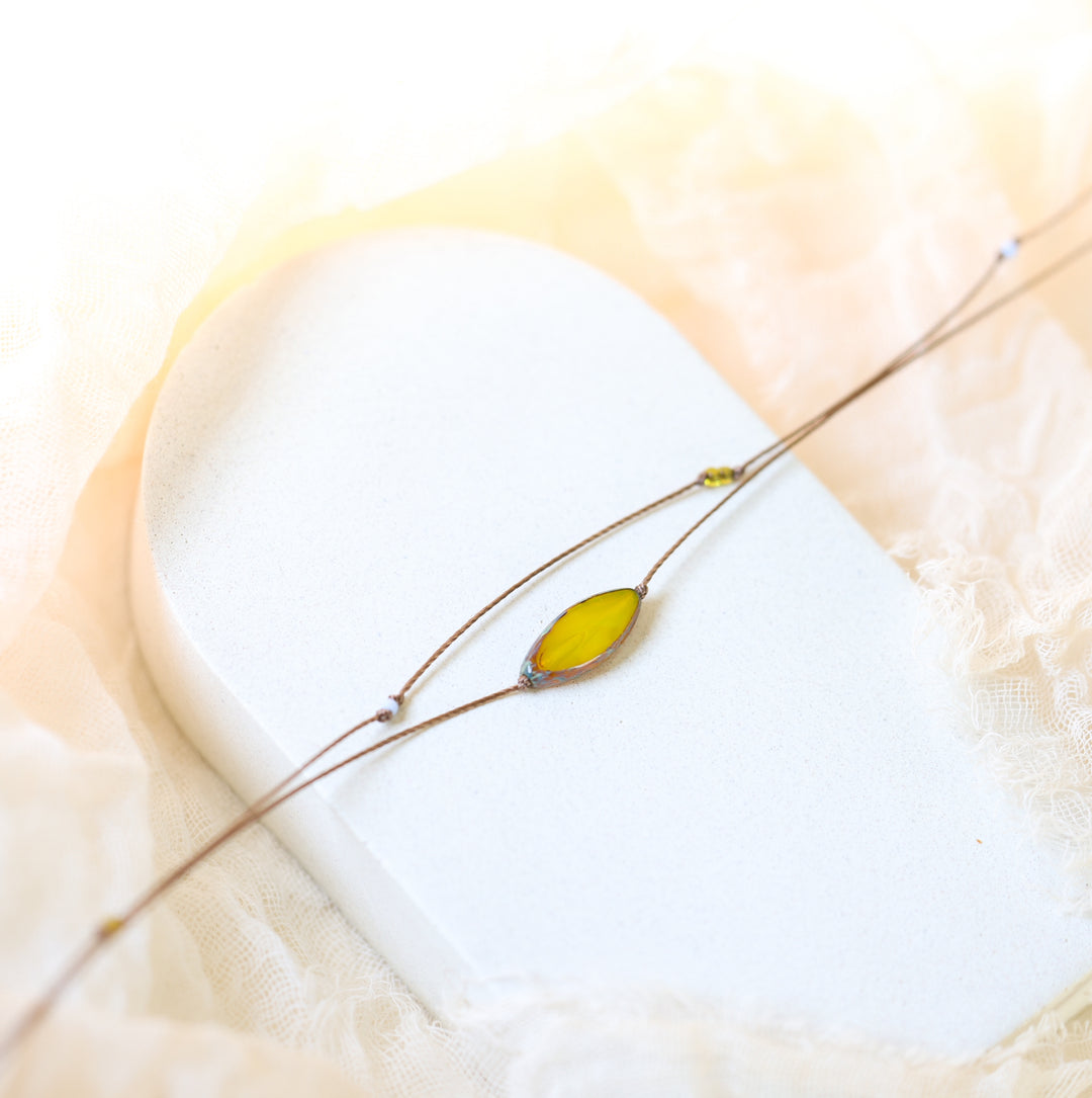 ALDER Mustard Petal Pendant Layered Choker Necklace