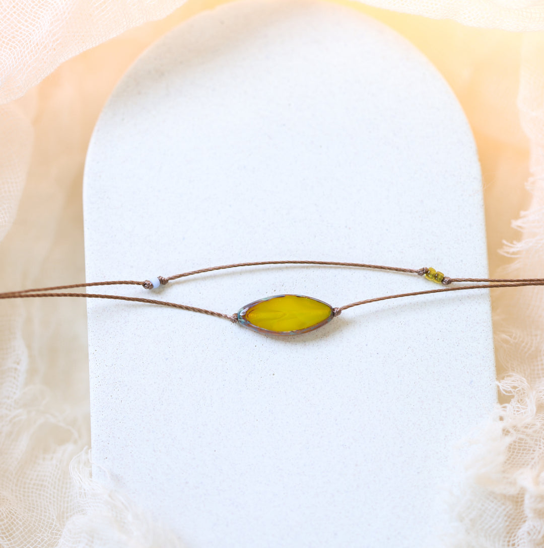 ALDER Mustard Petal Pendant Layered Choker Necklace