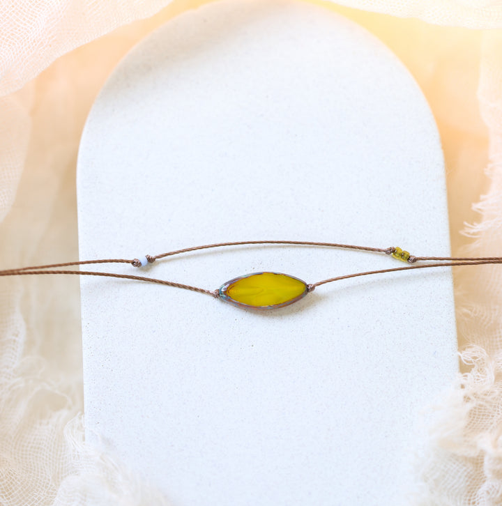 ALDER Mustard Petal Pendant Layered Choker Necklace