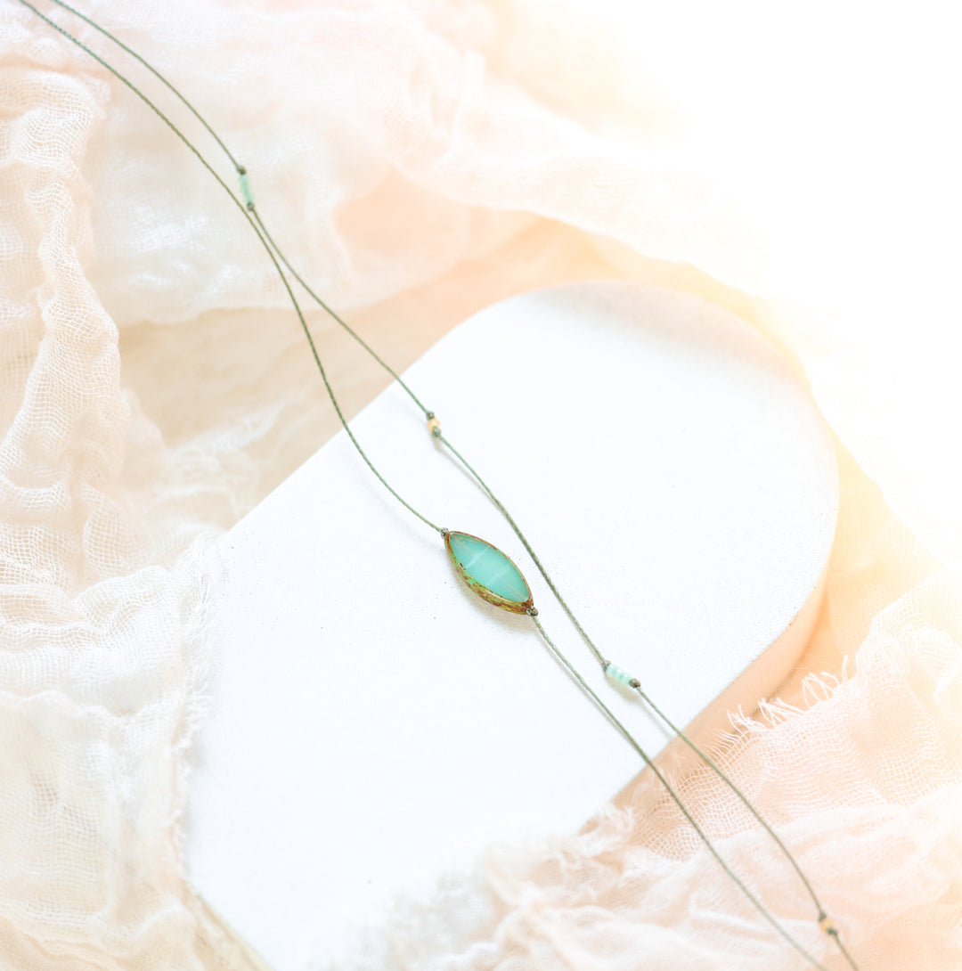 MYST Green Petal Layered Choker Necklace