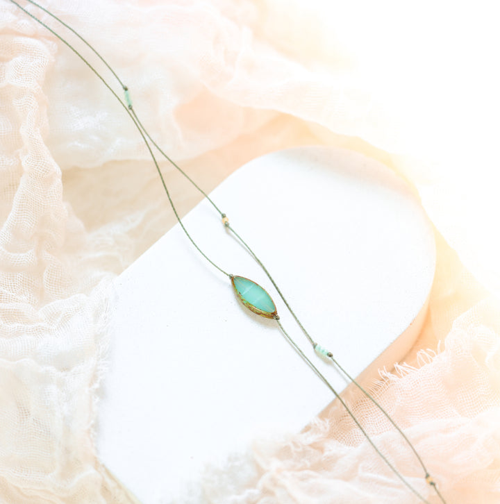 MYST Green Petal Layered Choker Necklace