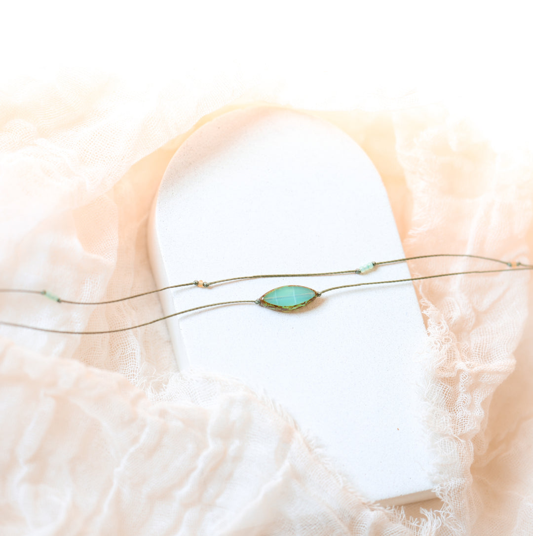 MYST Green Petal Layered Choker Necklace