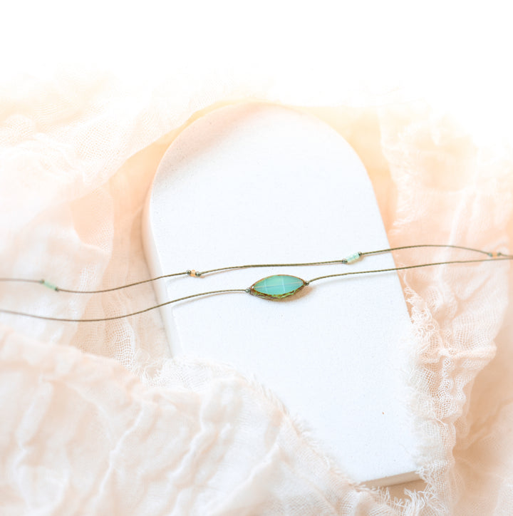 MYST Green Petal Layered Choker Necklace