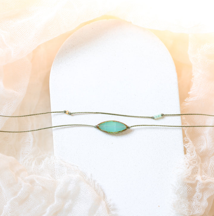 MYST Green Petal Layered Choker Necklace