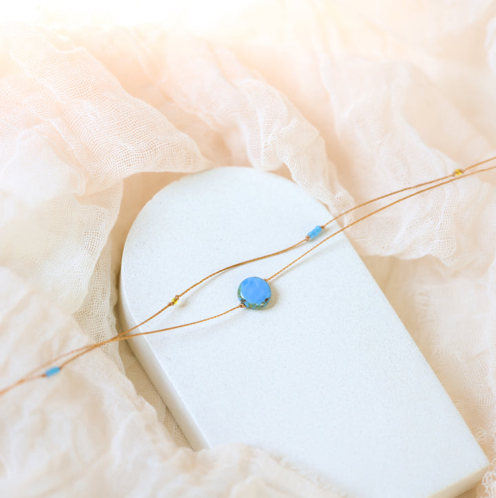 AERIS Blue Coin Layered Choker Necklace