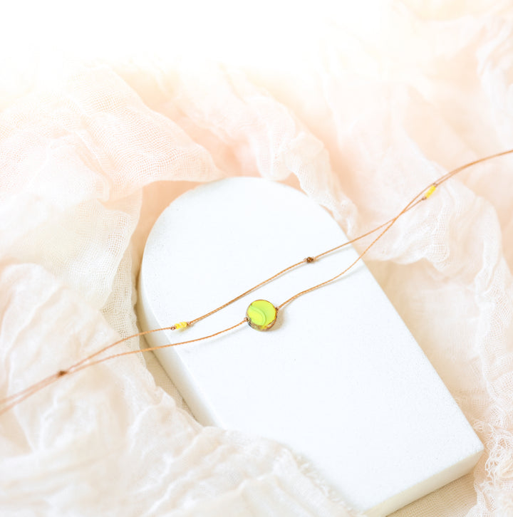 SOLARA Lime Yellow Coin Layered Choker Necklace