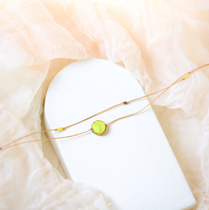 SOLARA Lime Yellow Coin Layered Choker Necklace