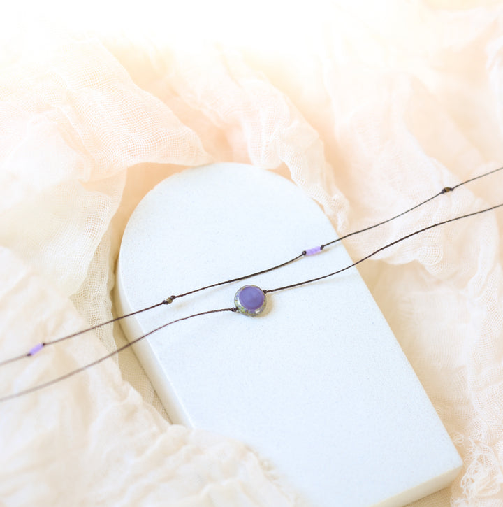 CAROLINA Hippie Purple Coin Layered Choker Necklace