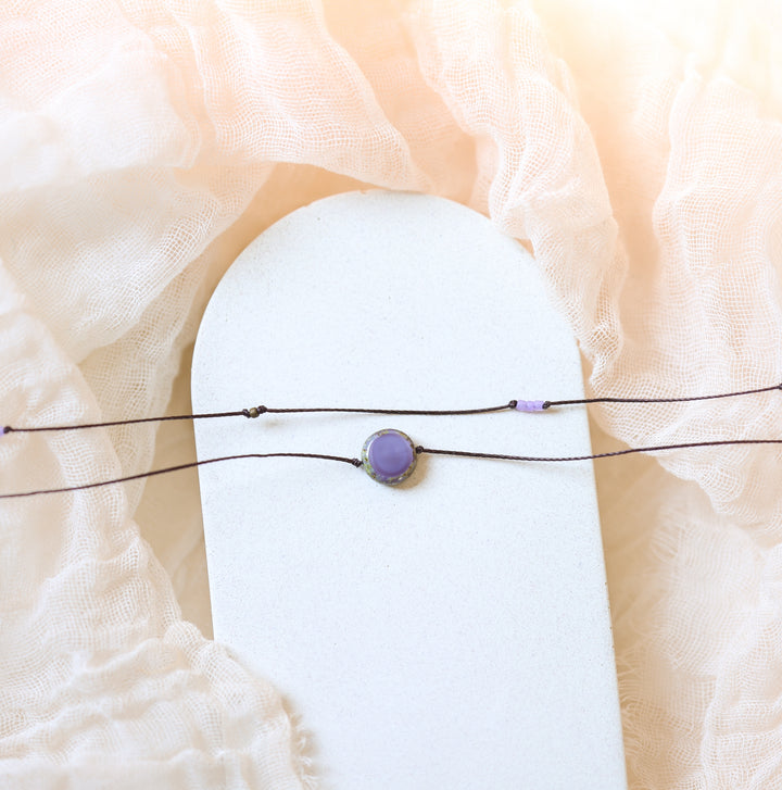 CAROLINA Hippie Purple Coin Layered Choker Necklace
