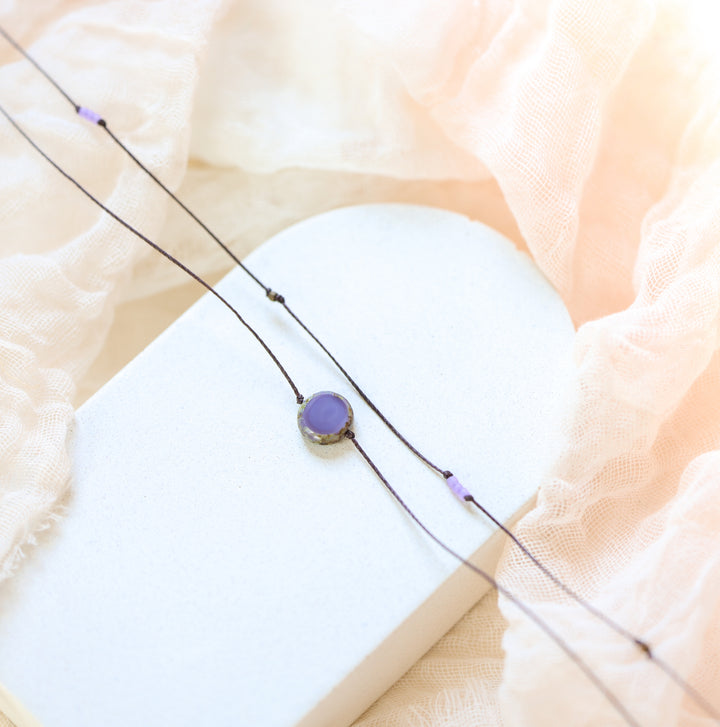 CAROLINA Hippie Purple Coin Layered Choker Necklace