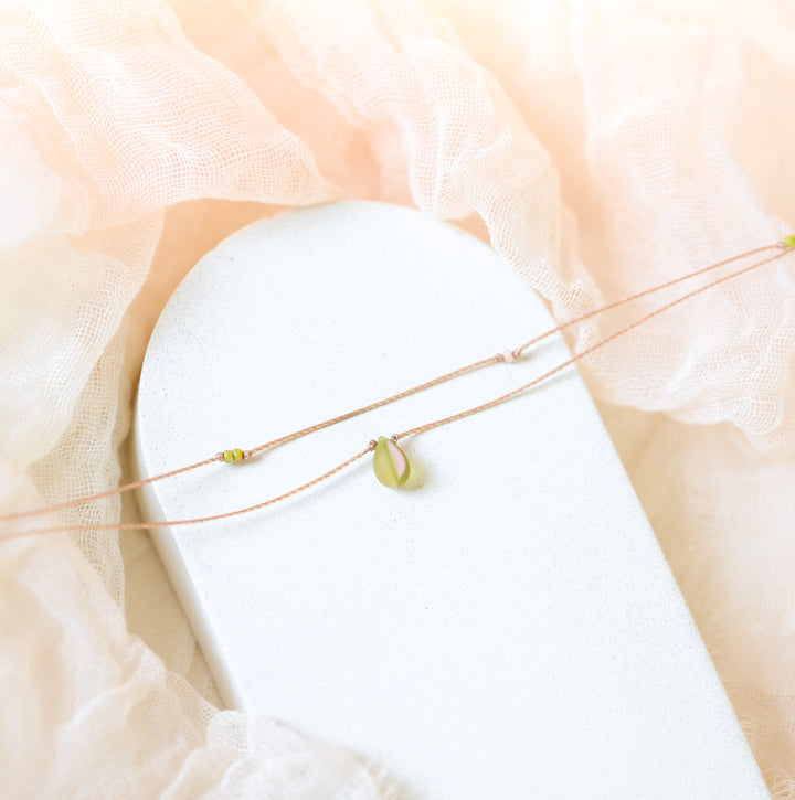 CLOVER Green Teardrop Layered Choker Necklace