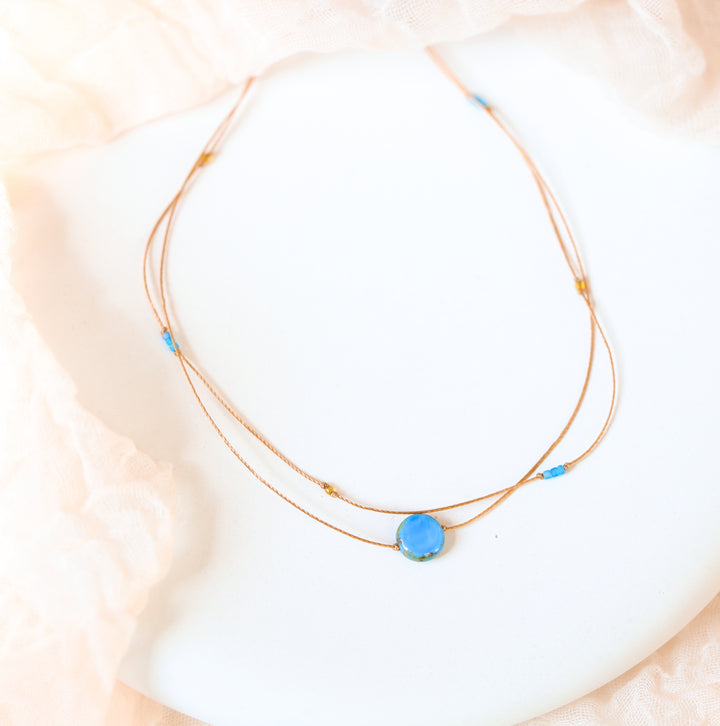 AERIS Blue Coin Layered Choker Necklace