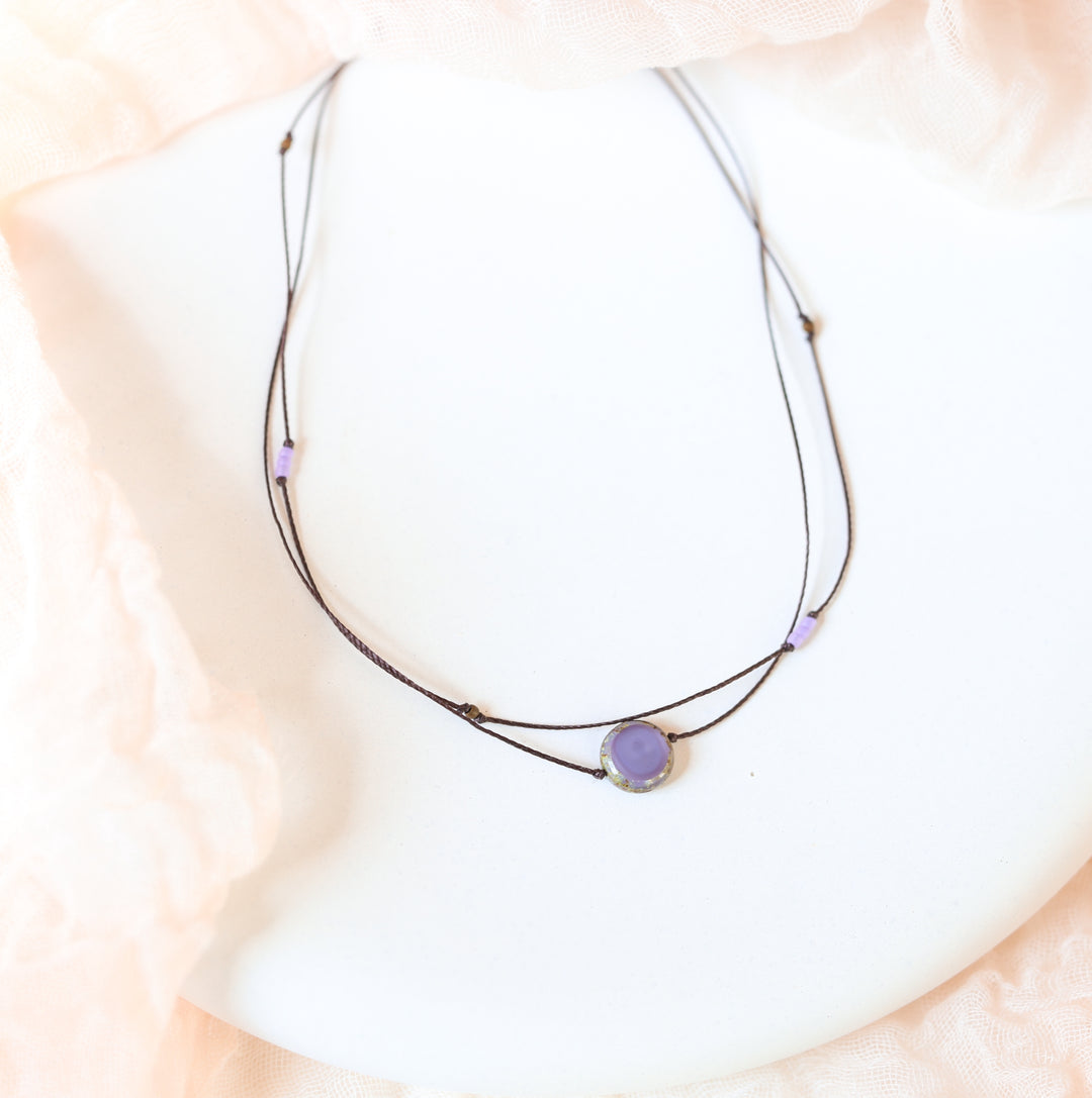 CAROLINA Hippie Purple Coin Layered Choker Necklace
