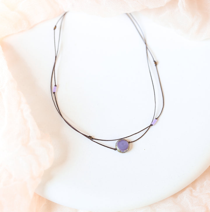 CAROLINA Hippie Purple Coin Layered Choker Necklace