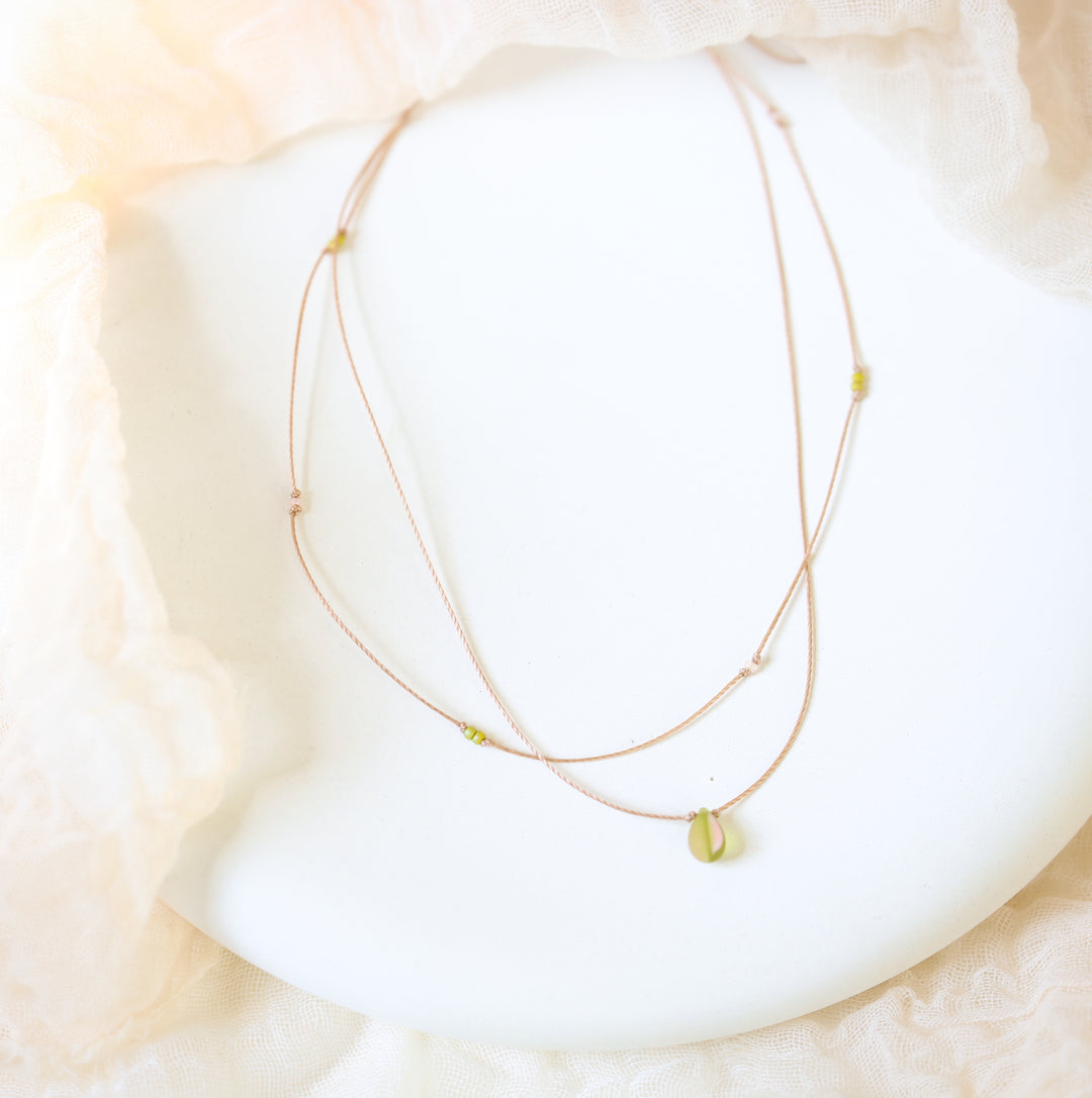 CLOVER Green Teardrop Layered Choker Necklace