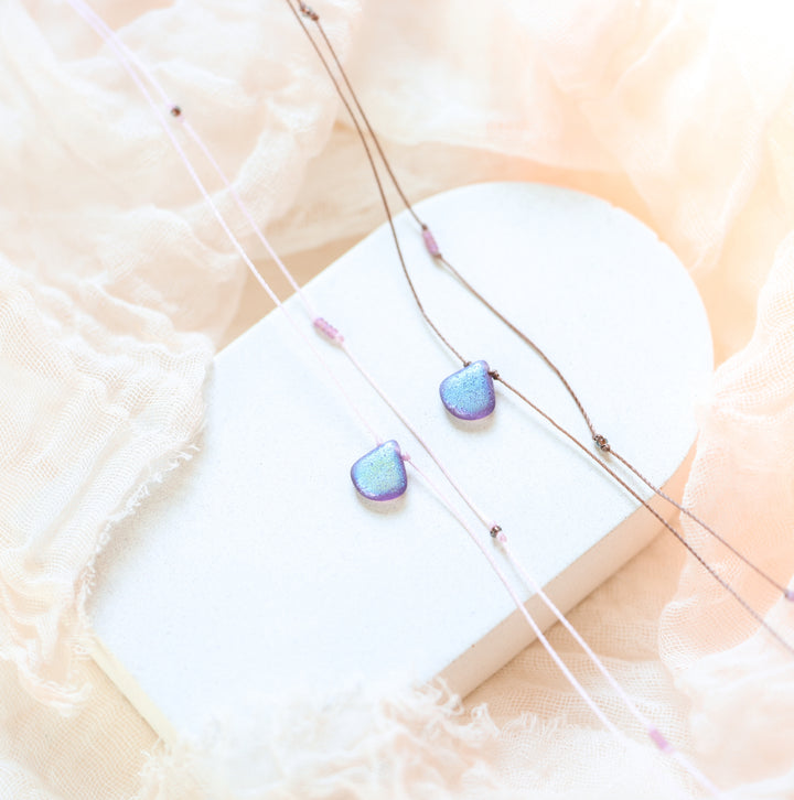 ASTER Purple Iridescent Drop Layered Choker Necklace
