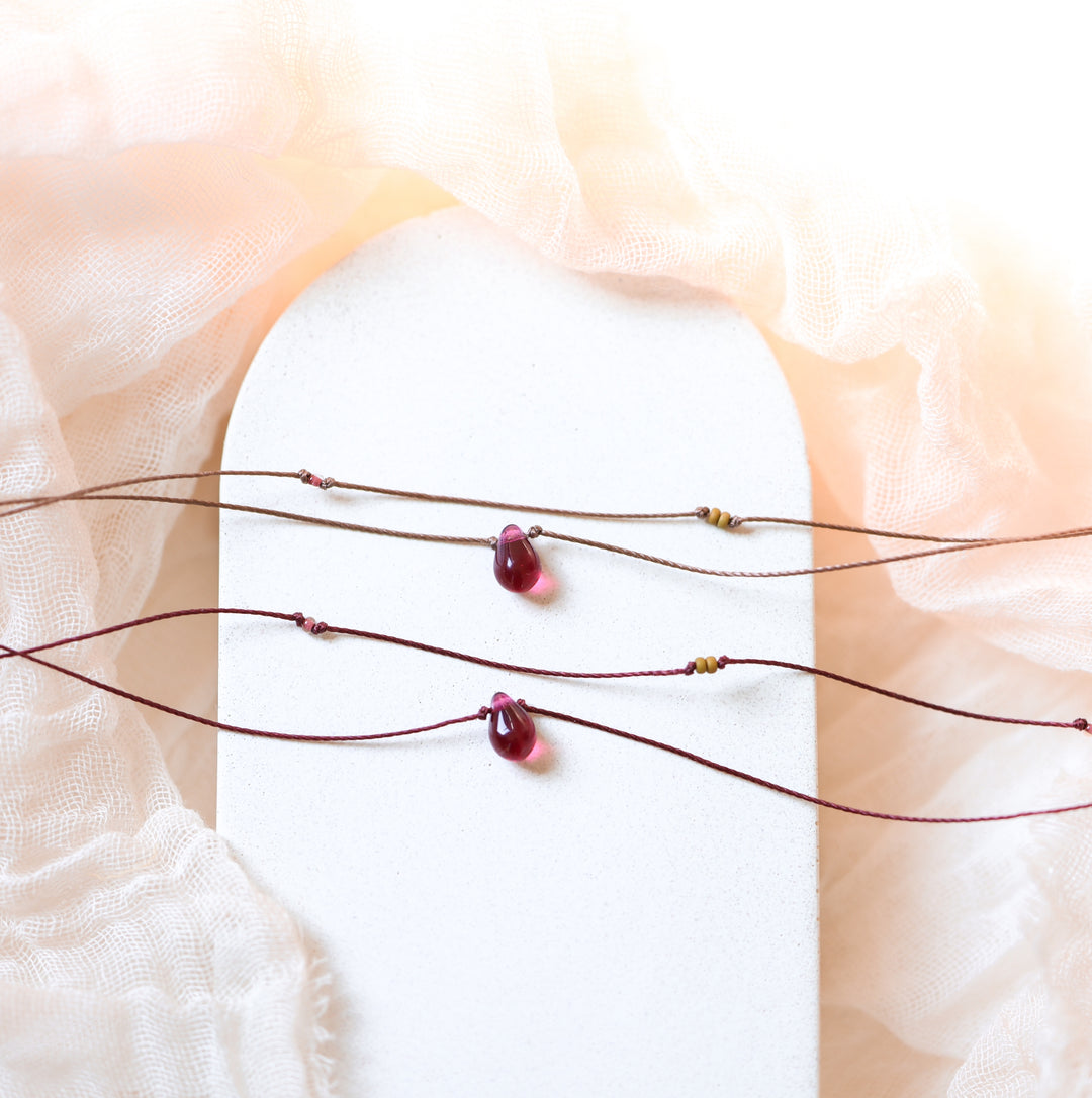 ELOISE Berry Pink Drop Layered Choker Necklace