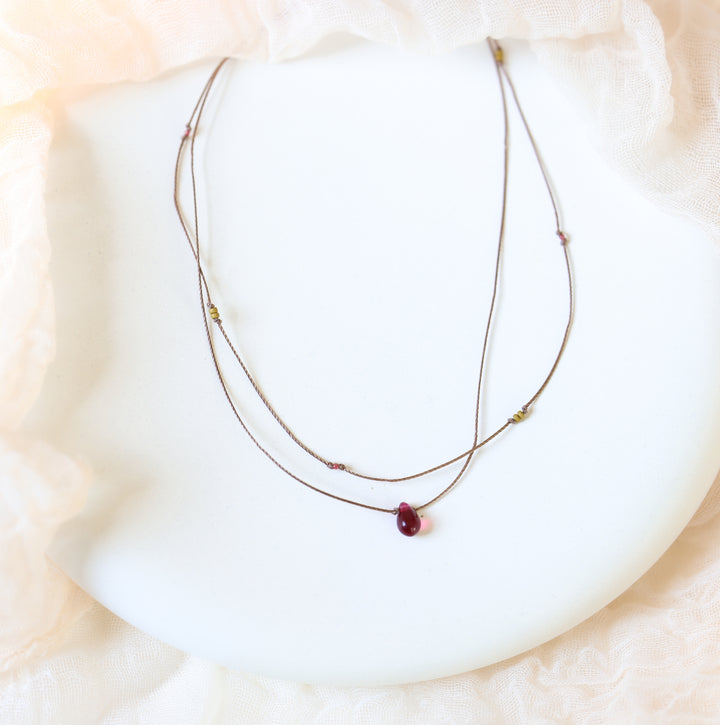 ELOISE Berry Pink Drop Layered Choker Necklace