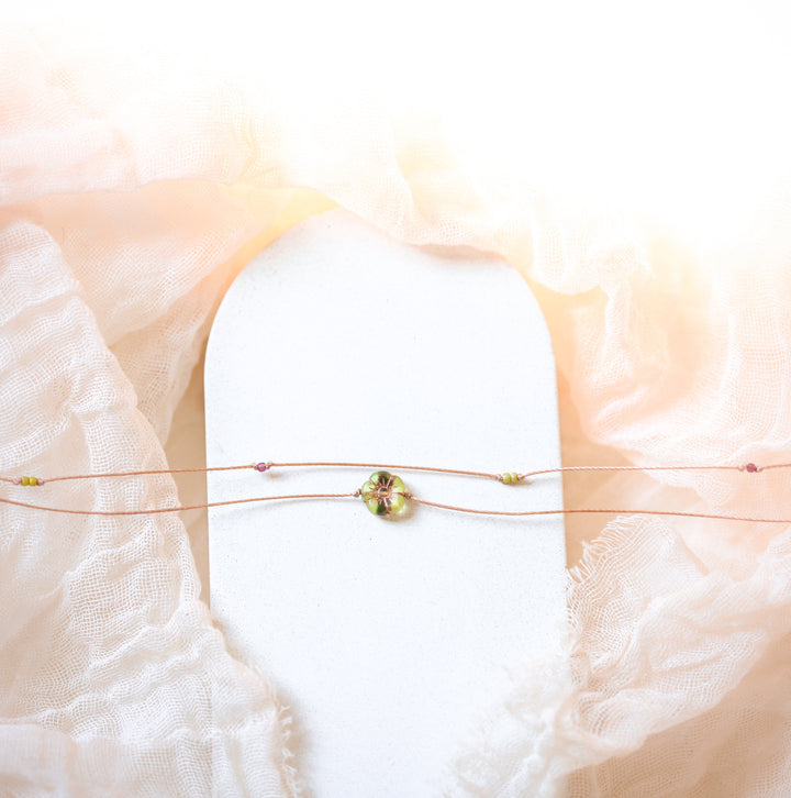 BLOOM Dainty Green Flower Choker Necklace