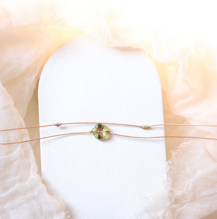 BLOOM Dainty Green Flower Choker Necklace