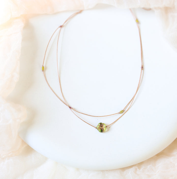 BLOOM Dainty Green Flower Choker Necklace