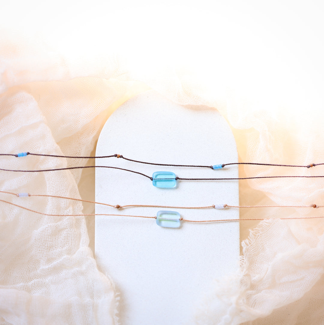TIDE Blue Sea Glass Layered Necklace