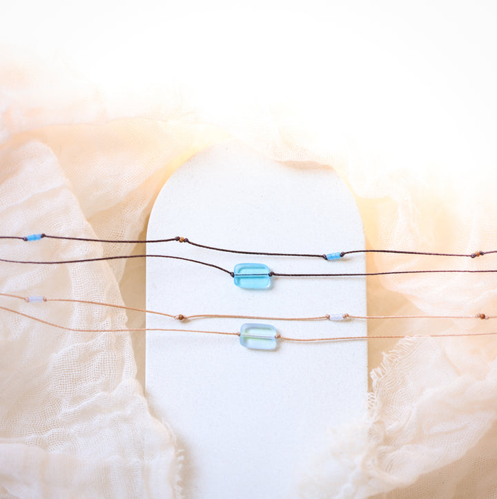 TIDE Blue Sea Glass Layered Necklace