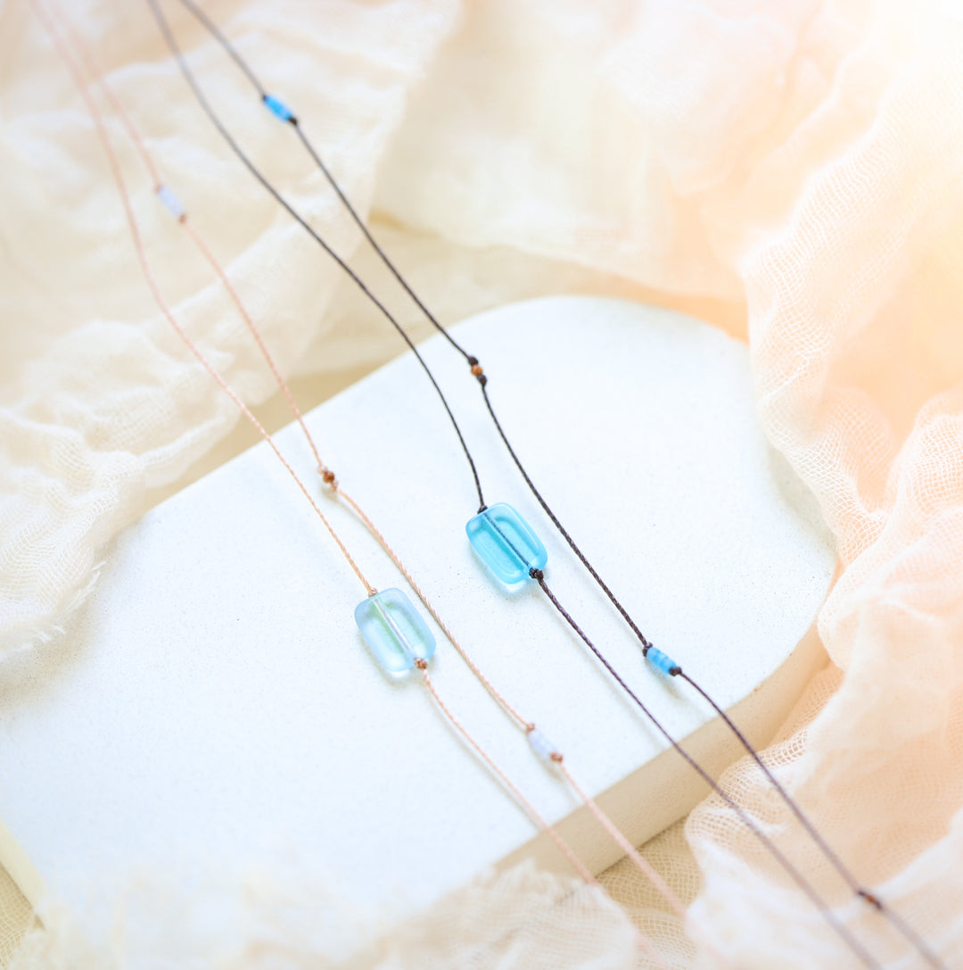 TIDE Blue Sea Glass Layered Necklace