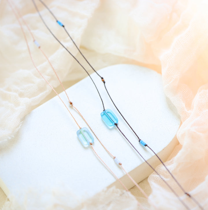 TIDE Blue Sea Glass Layered Necklace