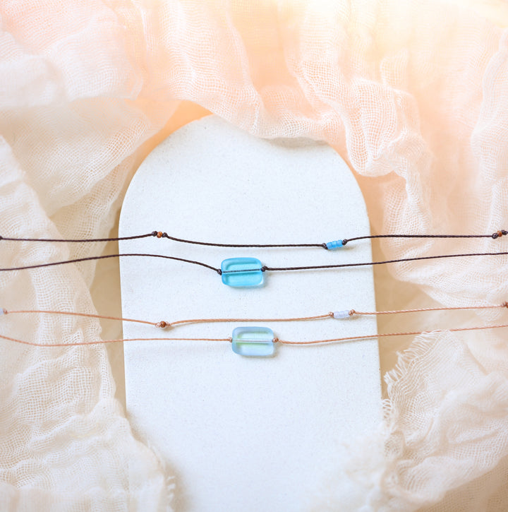 TIDE Blue Sea Glass Layered Necklace