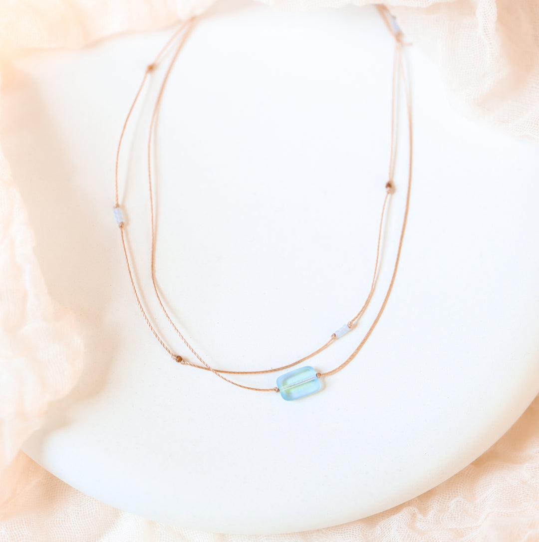 TIDE Blue Sea Glass Layered Necklace