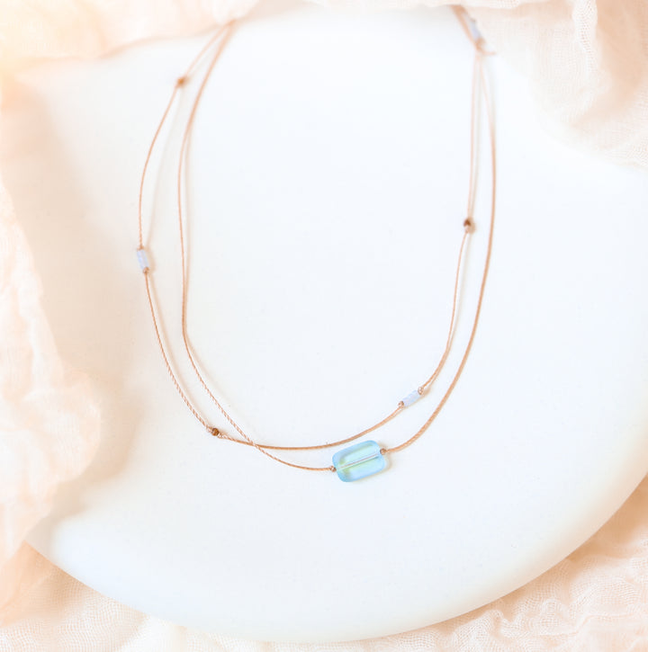 TIDE Blue Sea Glass Layered Necklace