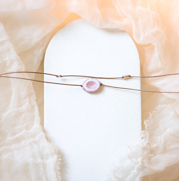 TATUM Pink Vintage Flower Coin Layered Necklace