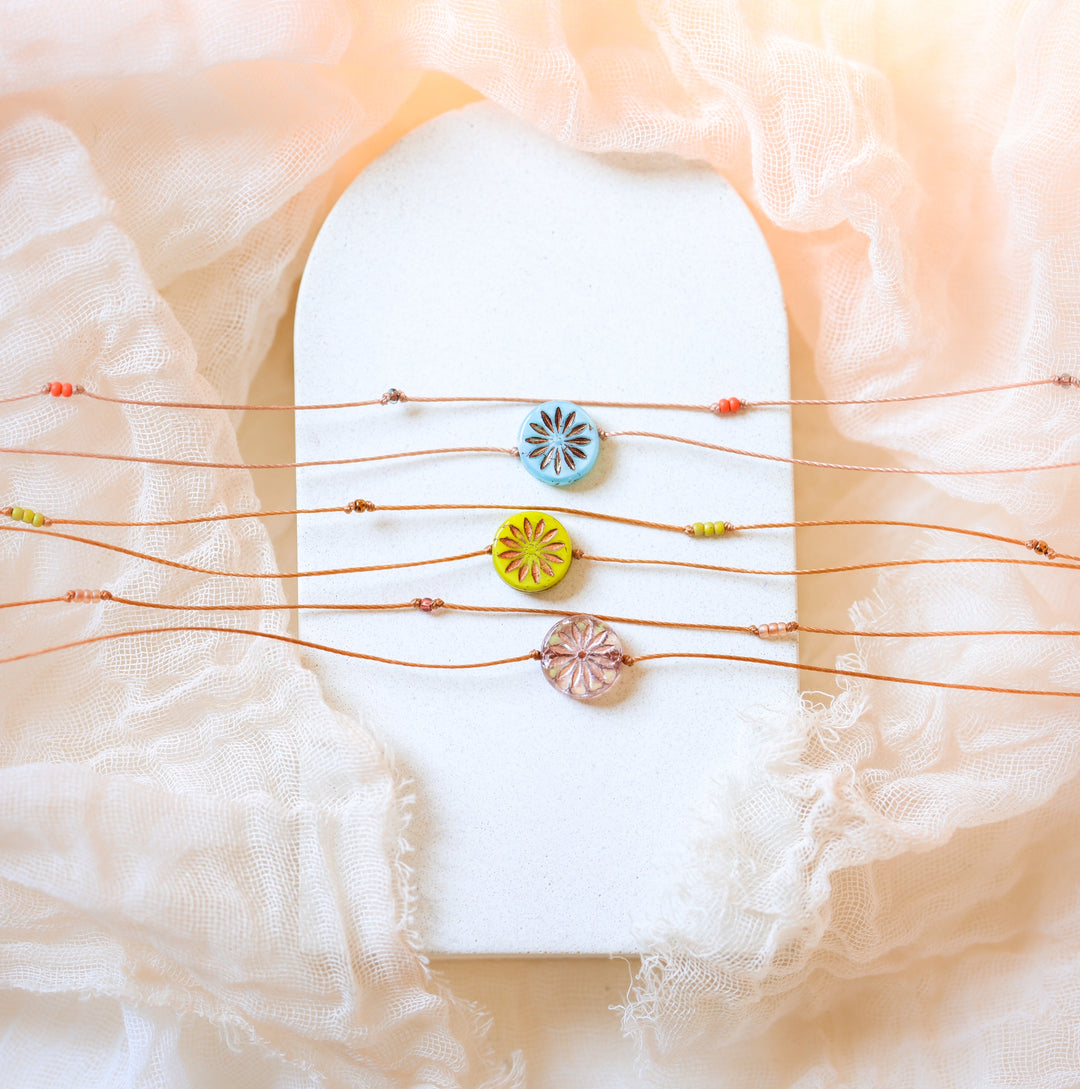 ROSIE Pink Flower Coin Layered Choker Necklace
