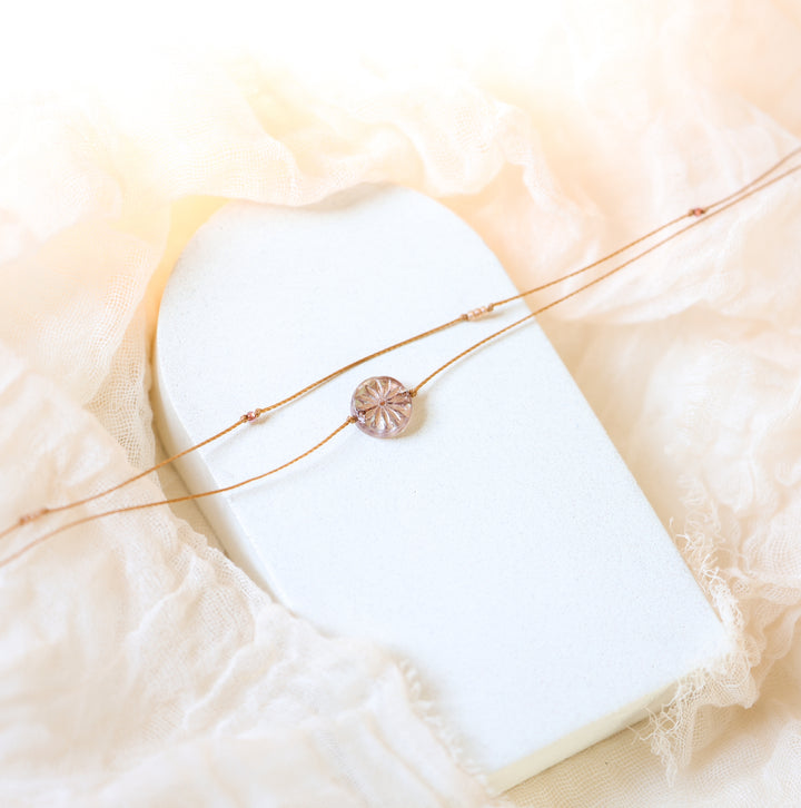 ROSIE Pink Flower Coin Layered Choker Necklace