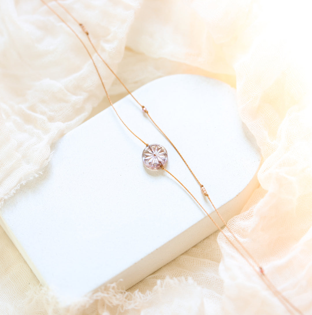 ROSIE Pink Flower Coin Layered Choker Necklace