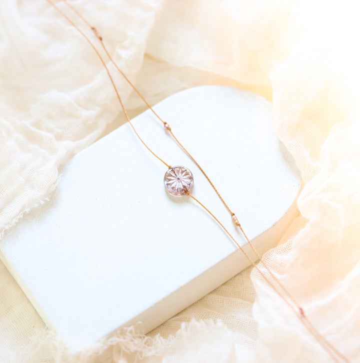 ROSIE Pink Flower Coin Layered Choker Necklace