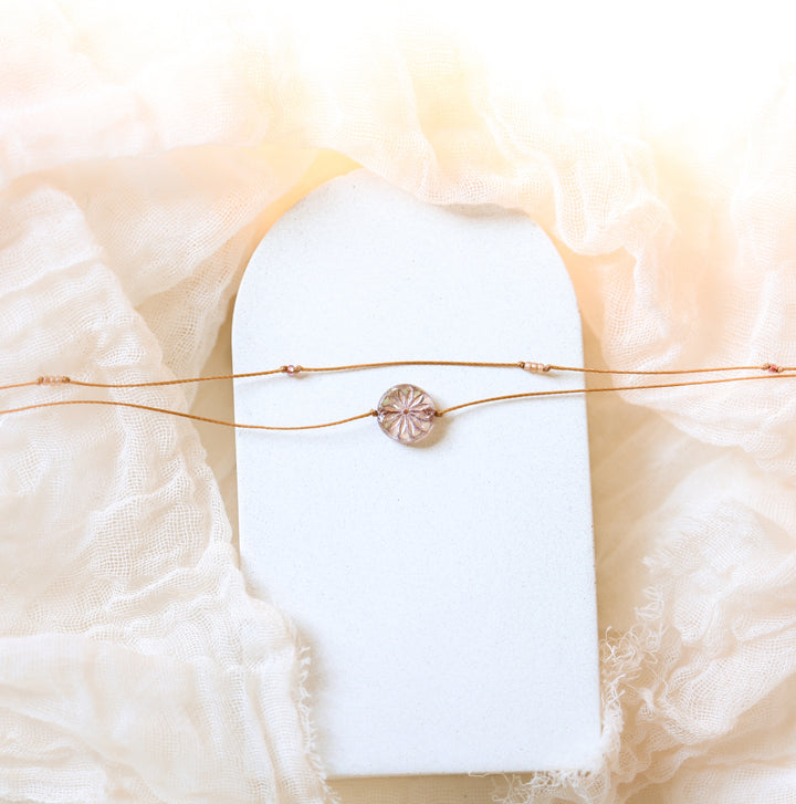 ROSIE Pink Flower Coin Layered Choker Necklace