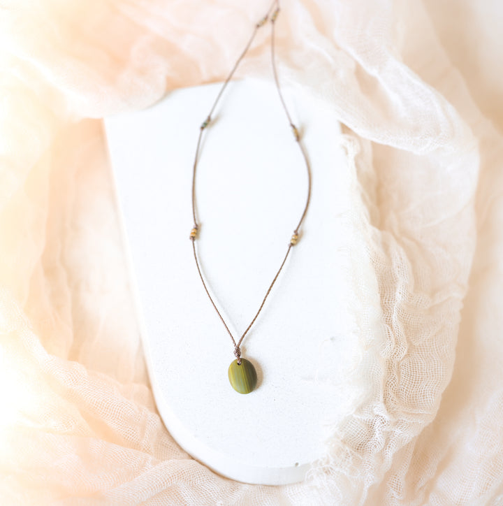 GROVE Earthy Green Dainty Pendant Choker Necklace