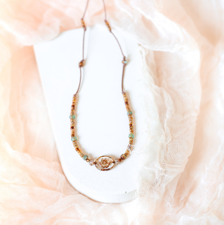 Vintage Vibes Beaded Flower Necklace