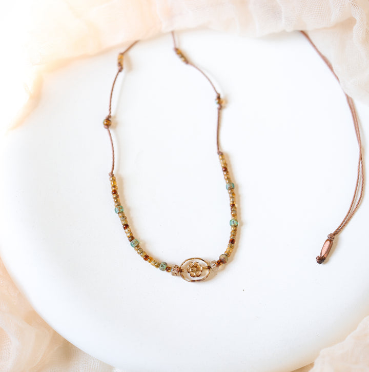 Vintage Vibes Beaded Flower Necklace