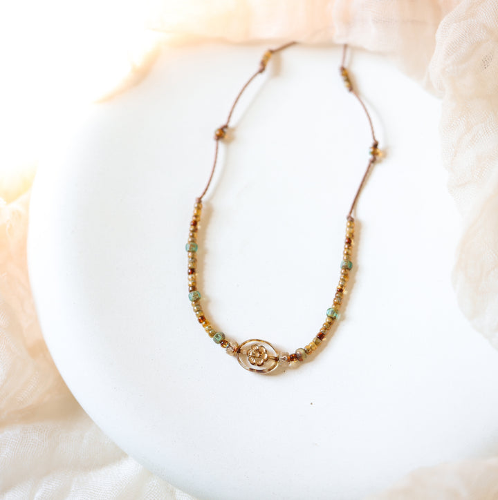 Vintage Vibes Beaded Flower Necklace