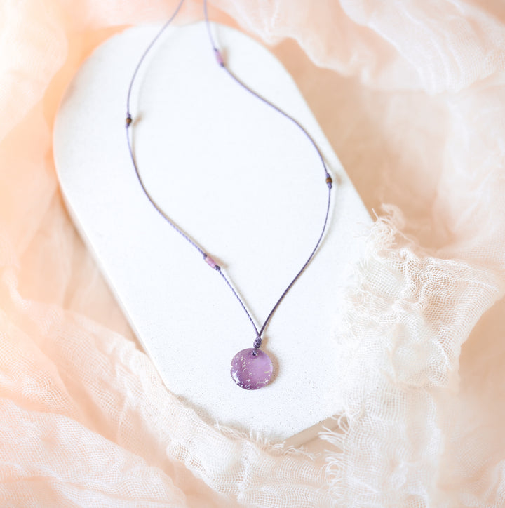 HADLEY Lilac Dainty Disc Pendant Necklace