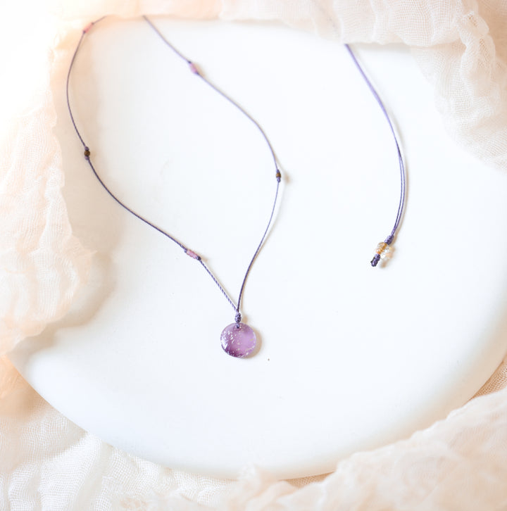 HADLEY Lilac Dainty Disc Pendant Necklace