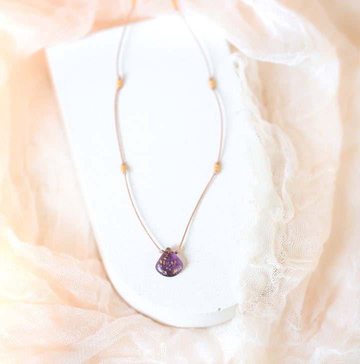 SALEM Purple Teardrop Beaded Choker Necklace