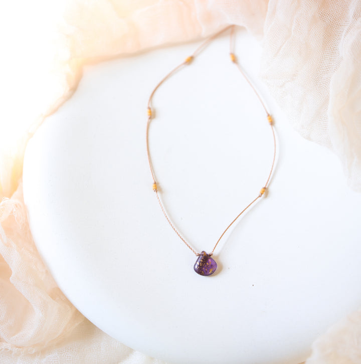 SALEM Purple Teardrop Beaded Choker Necklace
