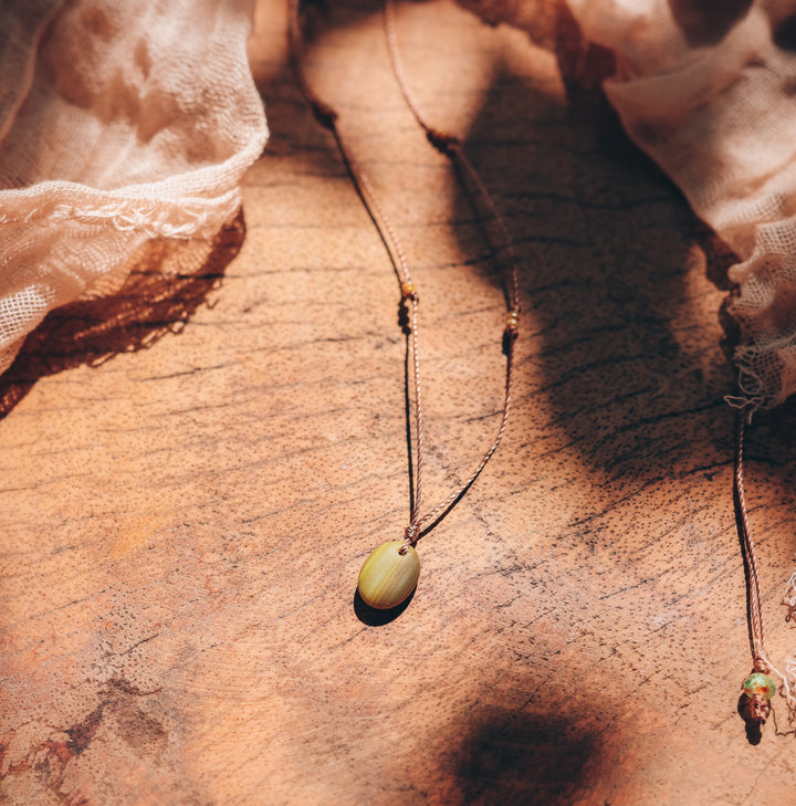 GROVE Earthy Green Dainty Pendant Choker Necklace