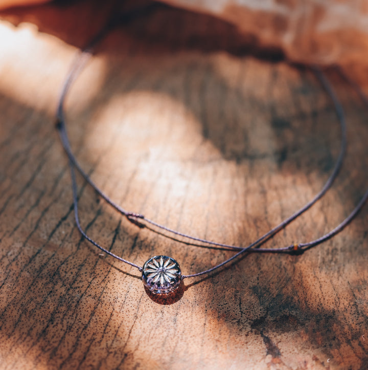 LUNA Lilac Flower Coin Layered Choker Necklace